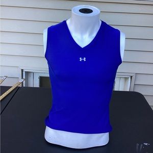 UA Under Armour  Med Sleeveless T Shirt Heat Gear Activewear Blue